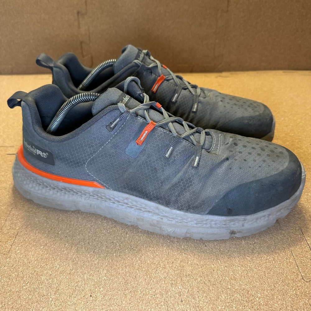 Timberland PRO Radius Mens 11.5 M Steel‎ Toe Work Shoes Gray Orange A5ZM3065